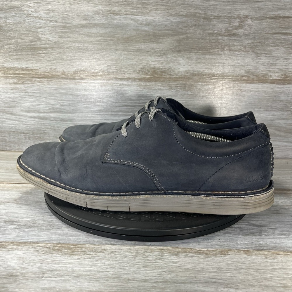 Clarks Mens Forge Vibe Blue Suede Leather Lace Up Sneakers Size 13